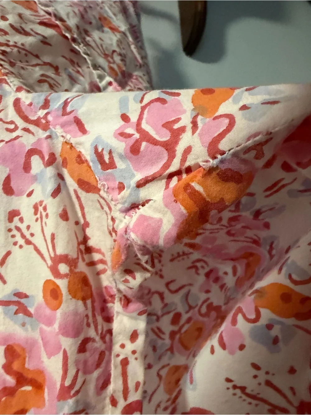 Heidi Carey 100% Cotton Floral Pajama Set L Pink Orange Ruffle